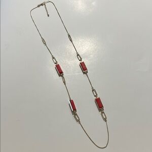 Banana Republic Factory Coral and Gold Tone Chain Necklace